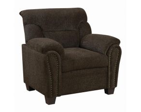 Clemintine Upholstered Chair With Nailhead Trim in Brown