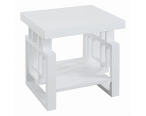 Rectangular End Table in High Glossy White