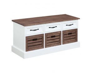 3-Drawer Storage Bench in Weathered Brown And White