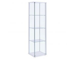 Rectangular 4-Shelf Curio Cabinet in White And Clear