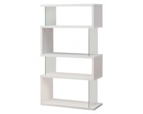 Emelle 4-Tier Bookcase in White Glossy And Clear