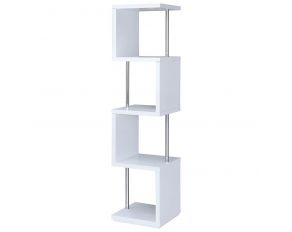 4-Shelf Bookcase in White And Chrome