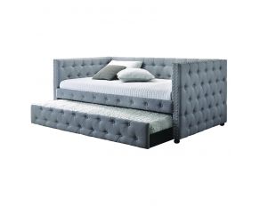 Mockern Tufted Upholstered Daybed With Trundle in Grey