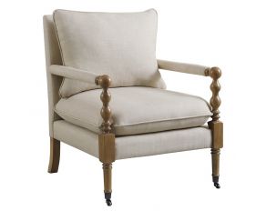 Upholstered Accent Chair With Casters in Beige