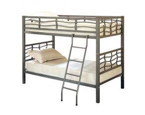 Fairfax Twin Over Twin Bunk Bed With Ladder in Light Gunmetal