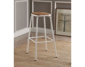 Scarus Set of 2 Bar Stools in Natural and White