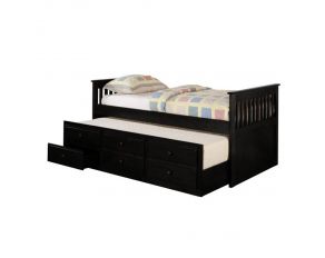 Twin Captain's Daybed With Storage Trundle in Black