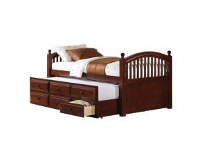 Twin Captain’s Bed With Trundle And Drawers in Chestnut