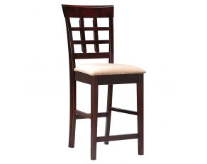 Gabriel Lattice Back Counter Height Stool in Cappuccino and Tan