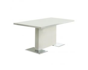 Anges T-Shaped Pedestal Dining Table in Glossy White