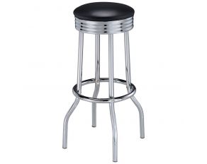 Upholstered Top Bar Stools in Black And Chrome