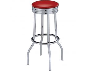 Hopkins Upholstered Top Bar Stool in Red and Chrome