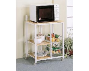 Coaster Natural/ White Casual Serving Cart