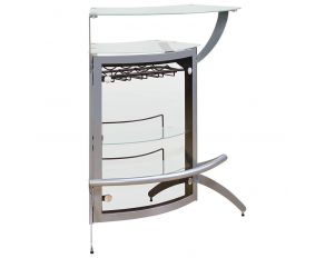 2-Shelf Bar Unit in Silver And Frosted Glass