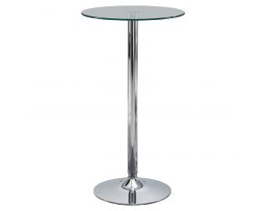 Glass Top Round Bar Table in Chrome