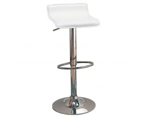 Bidwell 29 Inch Upholstered Backless Adjustable Bar Stool in White and Chrome