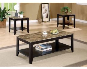 3-Piece Occasional Table Set With Shelf in Cappuccino