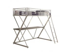 Hyde Twin Workstation Loft Bed in Silver