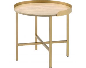 Mithea End Table in Oak and Gold Finish