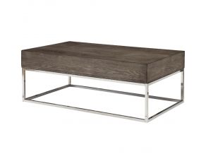 Cecil II Coffee Table in Gray Oak and Chrome