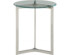 Volusius End Table in Stainless Steel and Clear Glass