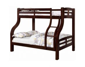 Furniture of America Solpine Twin/Full Bunk Bed, Dark Walnut