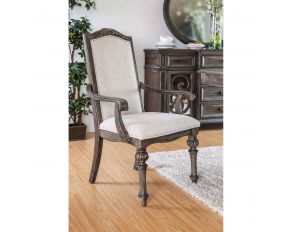 Furniture of America Arcadia Arm Chair in Rustic Natural Tone/Ivory- Set of 2