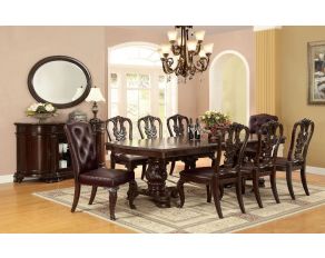 Furniture of America Bellagio Dining Table with 2 Leaves in Brown Cherry