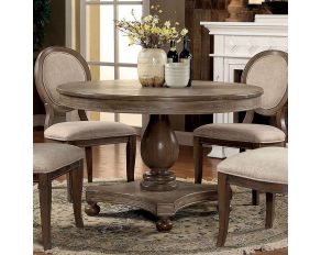 Furniture of America Siobhan Round Dining Table in Rustic Dark Oak