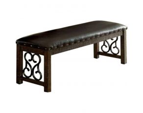 Furniture of America Paulina Bench in Rustic Walnut, Espresso