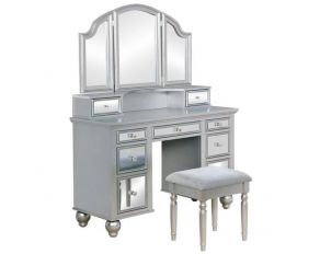 Furniture of America Tracy Vanity Set with Stool in Silver