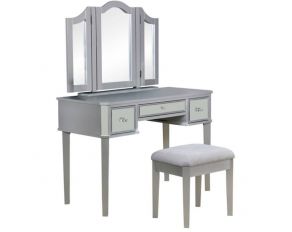 Furniture of America Clarisse Vanity Set with Stool in Silver