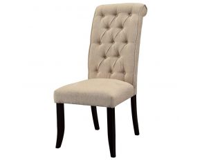 Furniture of America Marshall Side Chair in Black/Ivory- Set of 2