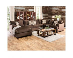 Furniture of America Wessington U-Shaped Sectional in Chocolate