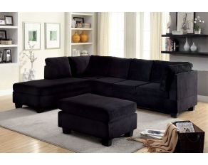 Furniture of America Lomma Ottoman in Black