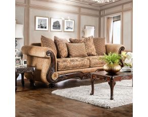 Furniture of America Nicanor Sofa in Tan/Gold