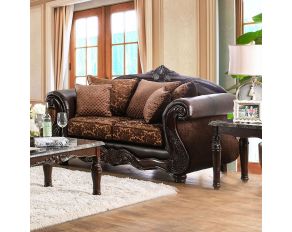 Furniture of America Elpis Loveseat in Brown