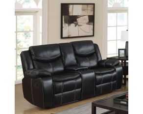 Furniture of America Gatria Reclining Loveseat with Console in Black