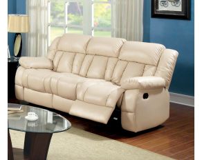 Furniture of America Barbado Reclining Sofa in Ivory