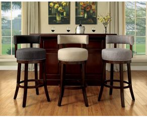 Furniture of America Lynsey 24" Bar Stool in Beige Fabric - Set of 2