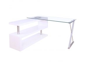 Buck Writing Desk with Swivel in High Gloss White