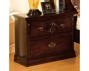 Furniture of America Tuscan II Night Stand in Glossy Dark Pine Finish