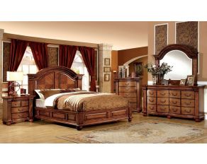 Furniture of America Bellagrand California King Bed in Antique Tobacco Oak Finish