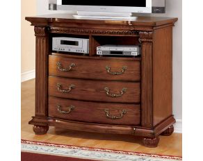 Furniture of America Bellagrand Media Chest in Antique Tobacco Oak Finish