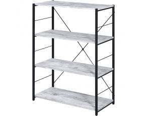 Tesadea 43 Inch Bookshelf in Antique White and Black Finish