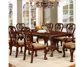 Furniture of America Elana Dining Table with 18 Leaf in Brown Cherry