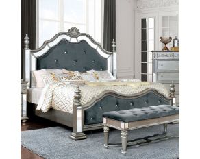 Azha Queen Poster Bed in Silver