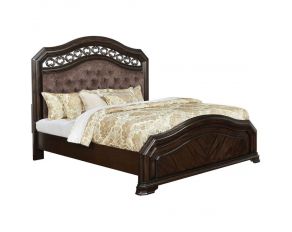 Calliope Traditional Queen Bed with Button Tufted Headboard in Espresso