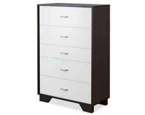 Eloy 5 Drawer Chest in White and Espresso