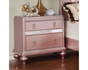 Furniture of America Avior Nightstand in Rose Gold